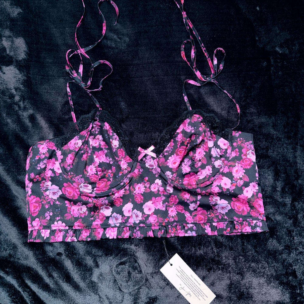 NWT For Love & Lemons Farrah Floral Satin Bustier Size XL - Picture 3 of 15
